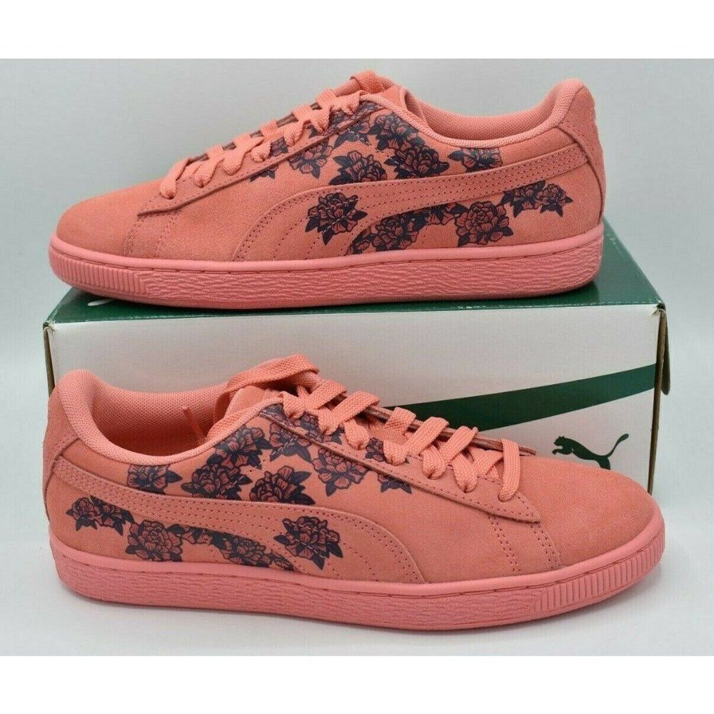 Puma TOL Graphic Sneaker Womens 8 Shell Pink New Floral Suede Shoes
